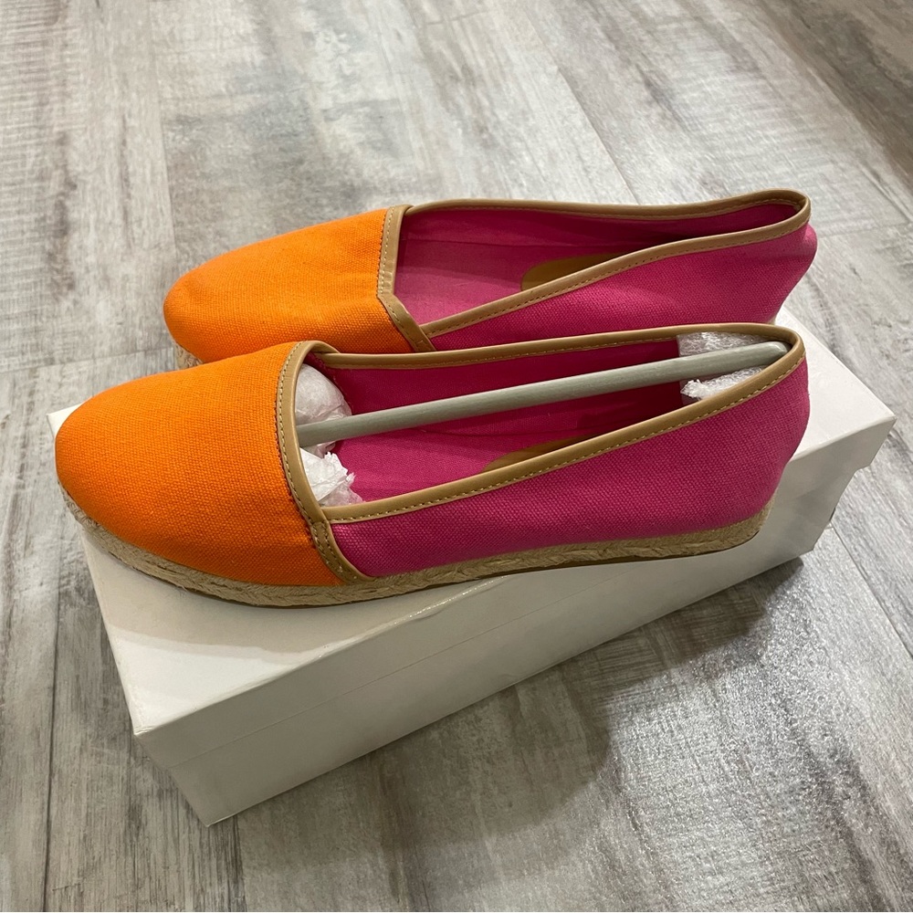Aqua espadrilles pink orange Size 7.5